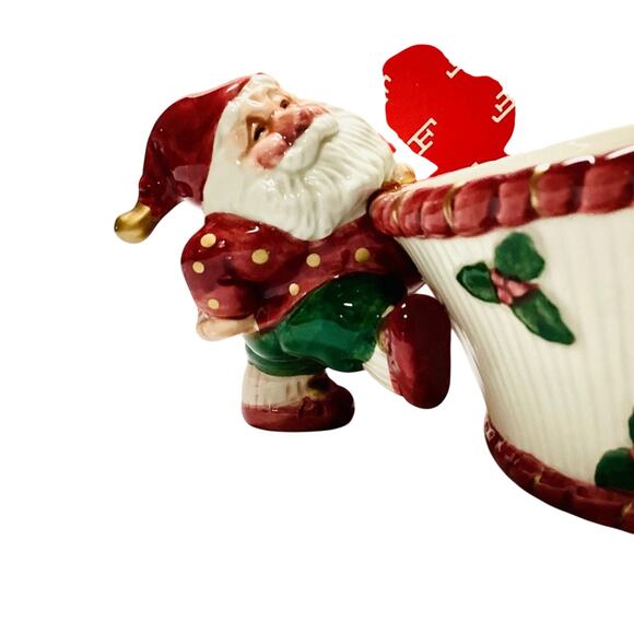 FITZ & FLOYD Cranberry Bowl - Old World Elf - Picture 2 of 6
